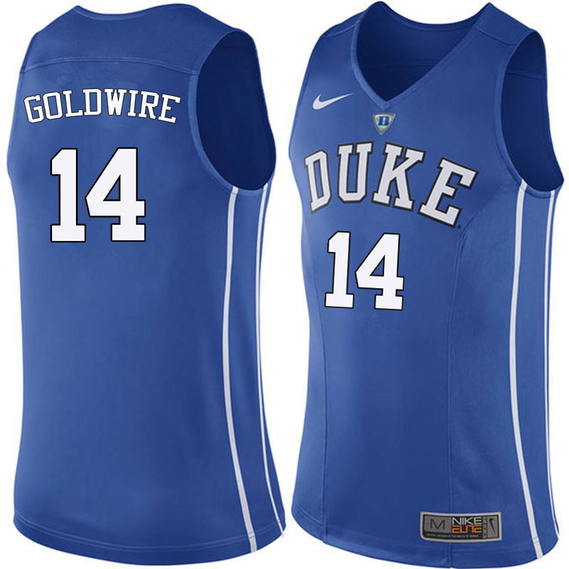 Men Duke Blue Devils #14 Jordan Goldwire College Basketball Jerseys Sale-Blue - Click Image to Close
